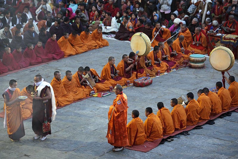 Monks starting to pray