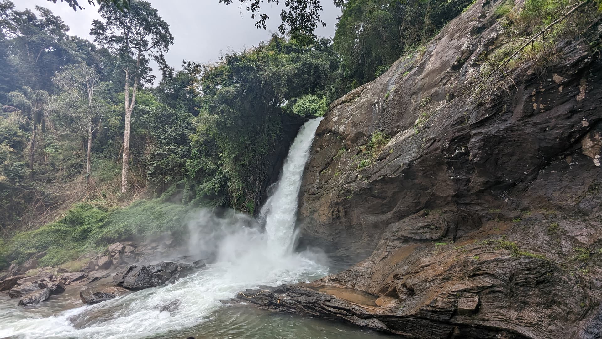 A panoramic view of the Soochipara Waterfalls
