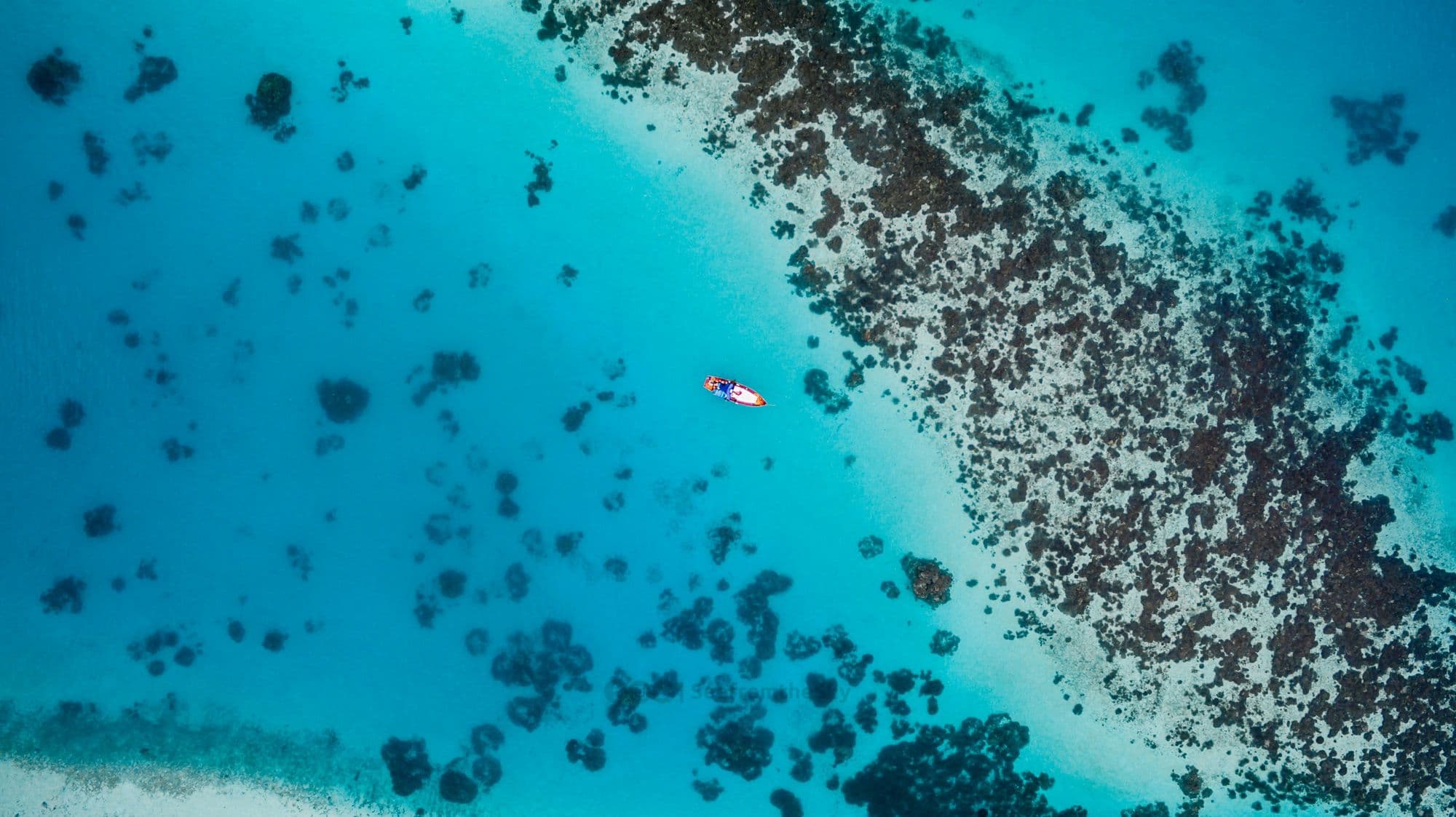 drone view of the coral islands