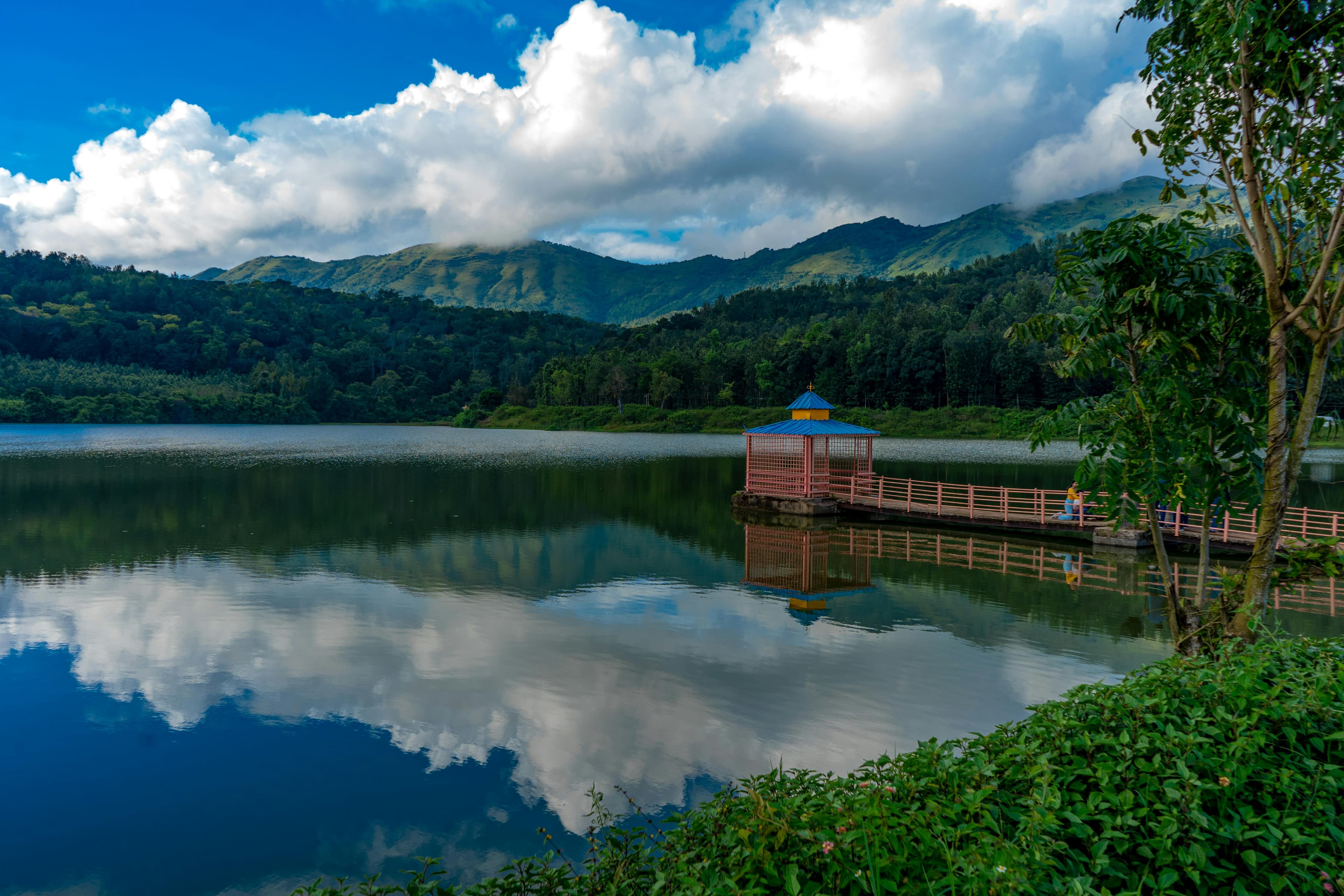 An image of Hirekolale Lake in Chikmagalur