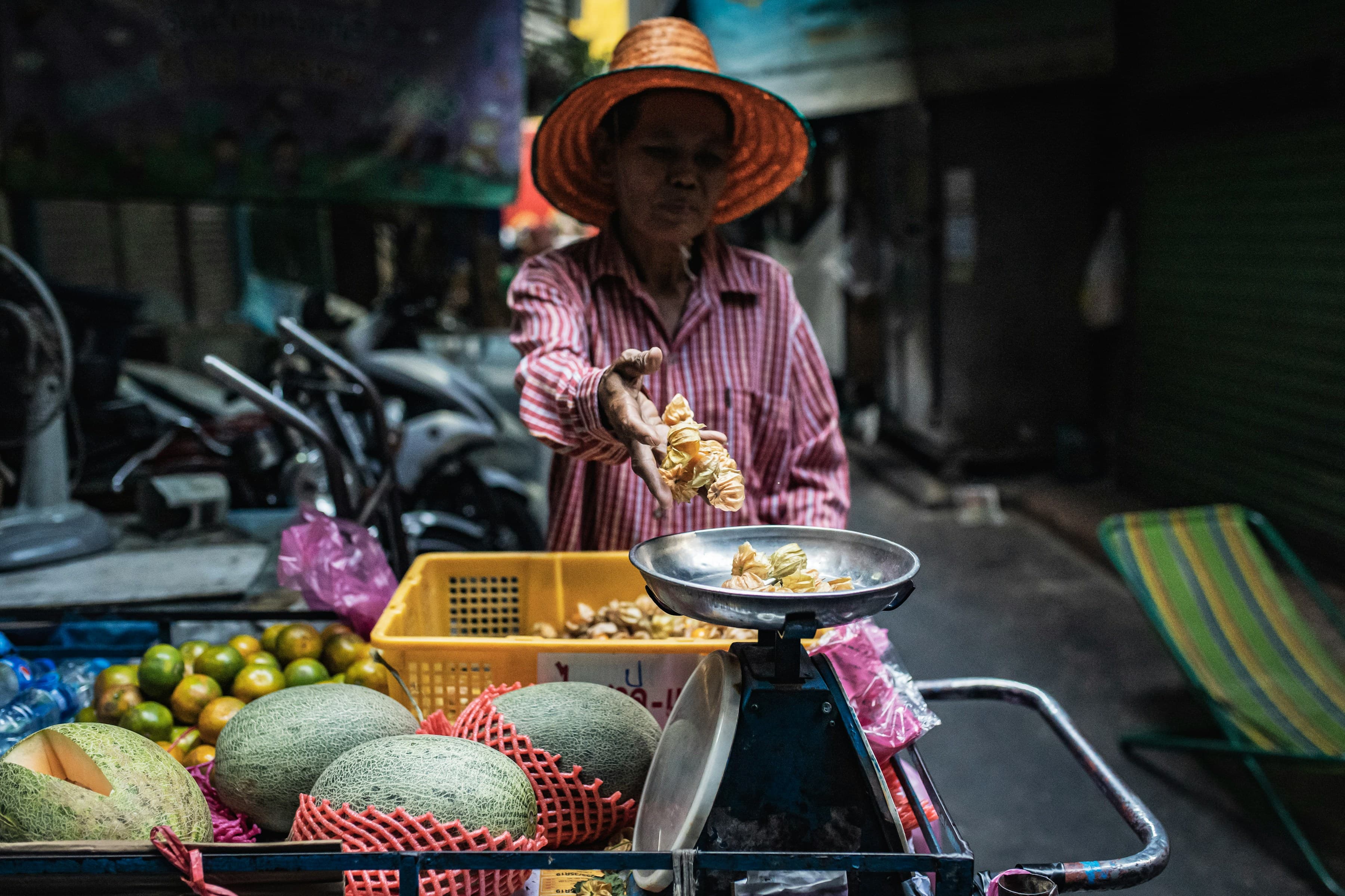 old lady preparing food