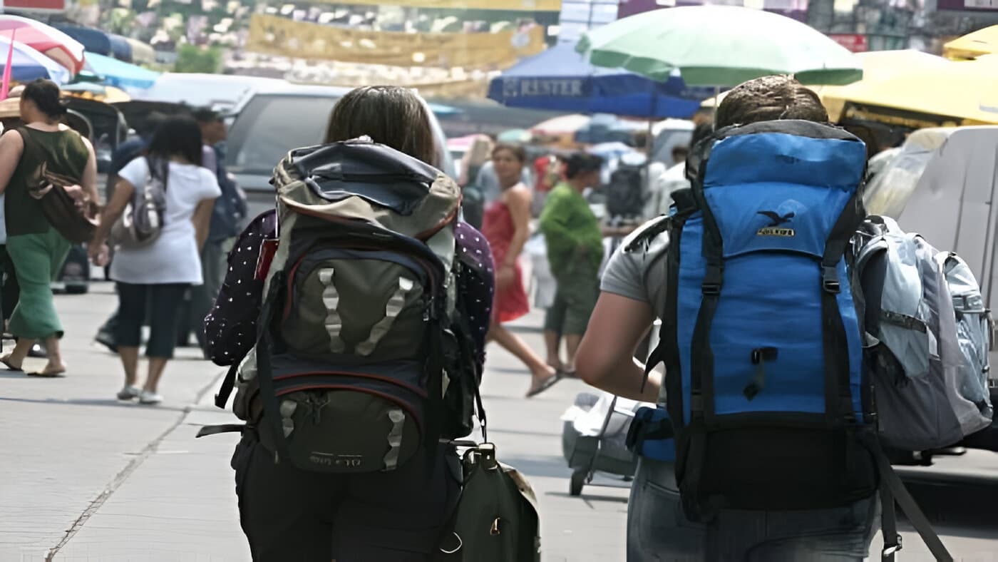 A couple backpacking in Phuket