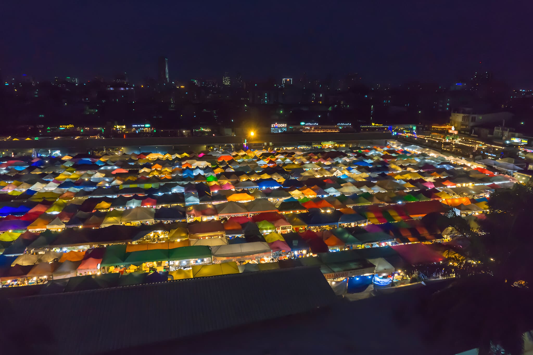 drone shot of the market