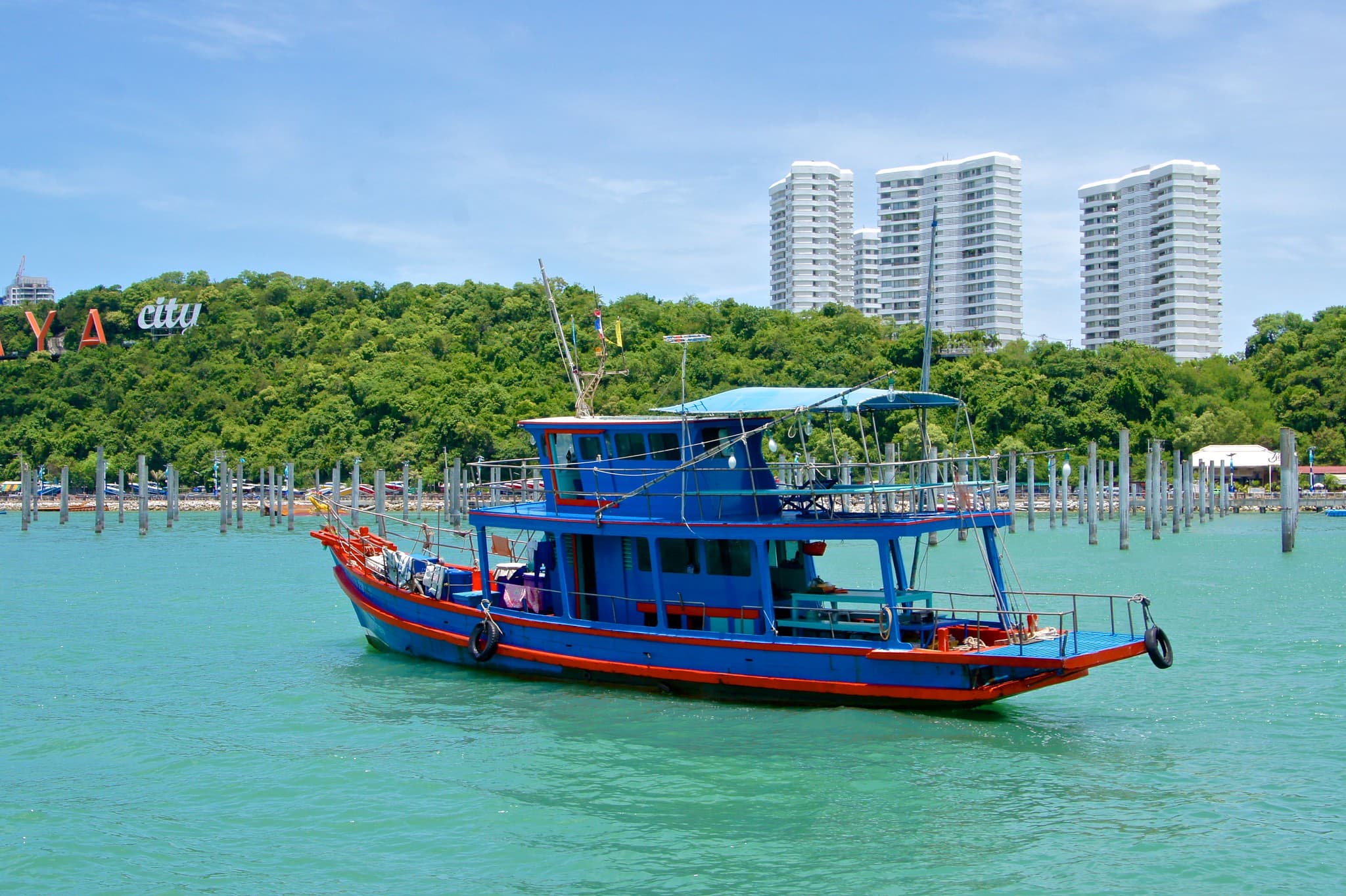 Blue boat at the pier