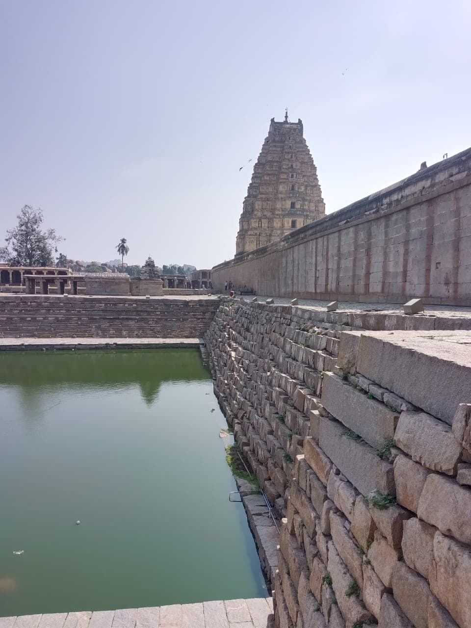 View of stepped tank with temple view