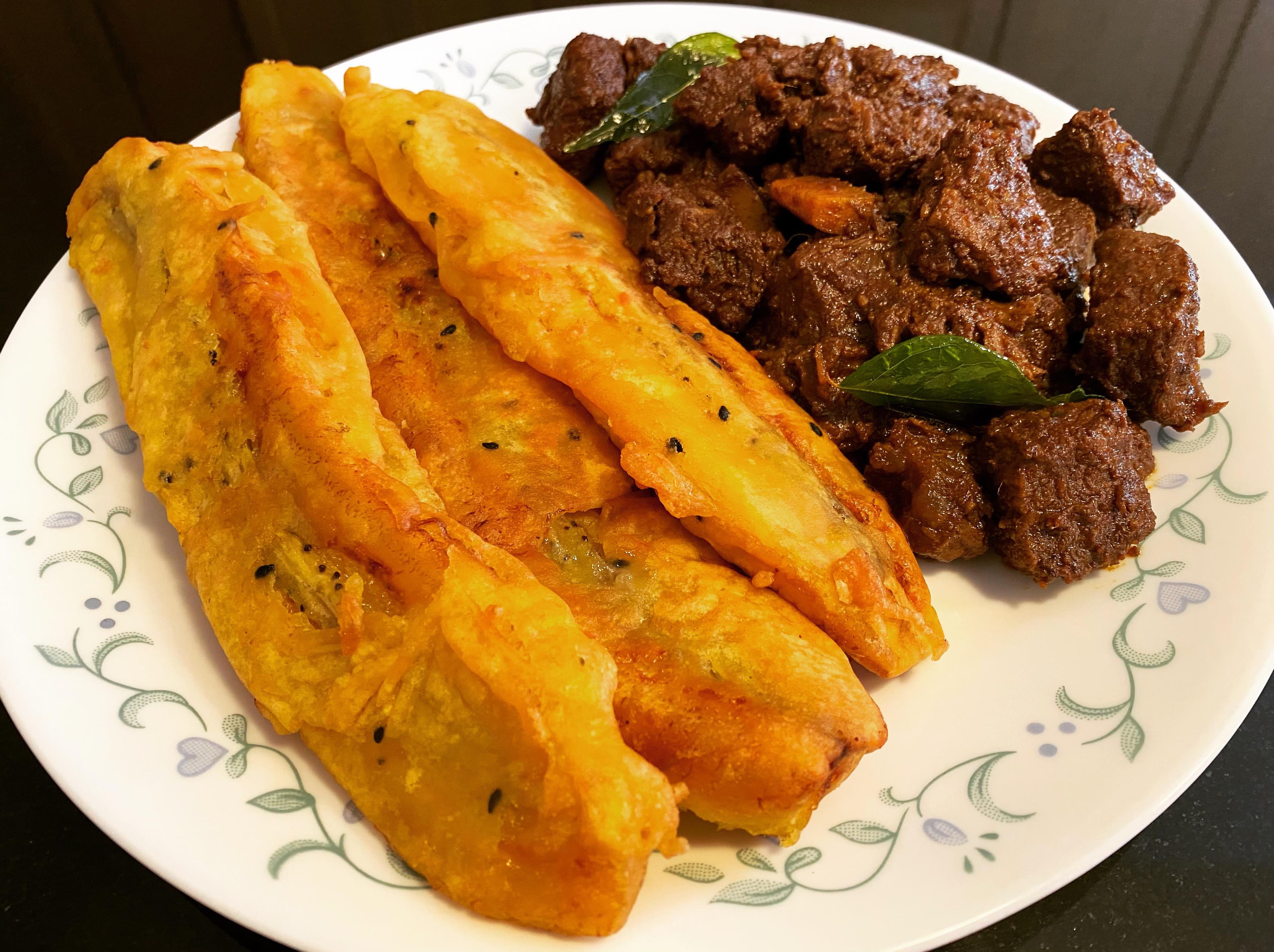 Pazham Pori and Beef Curry