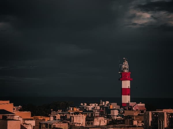 Night view of Alleppey Lighthouse