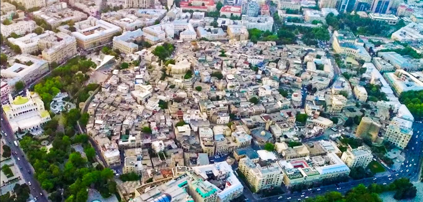 Baku Old City drone view