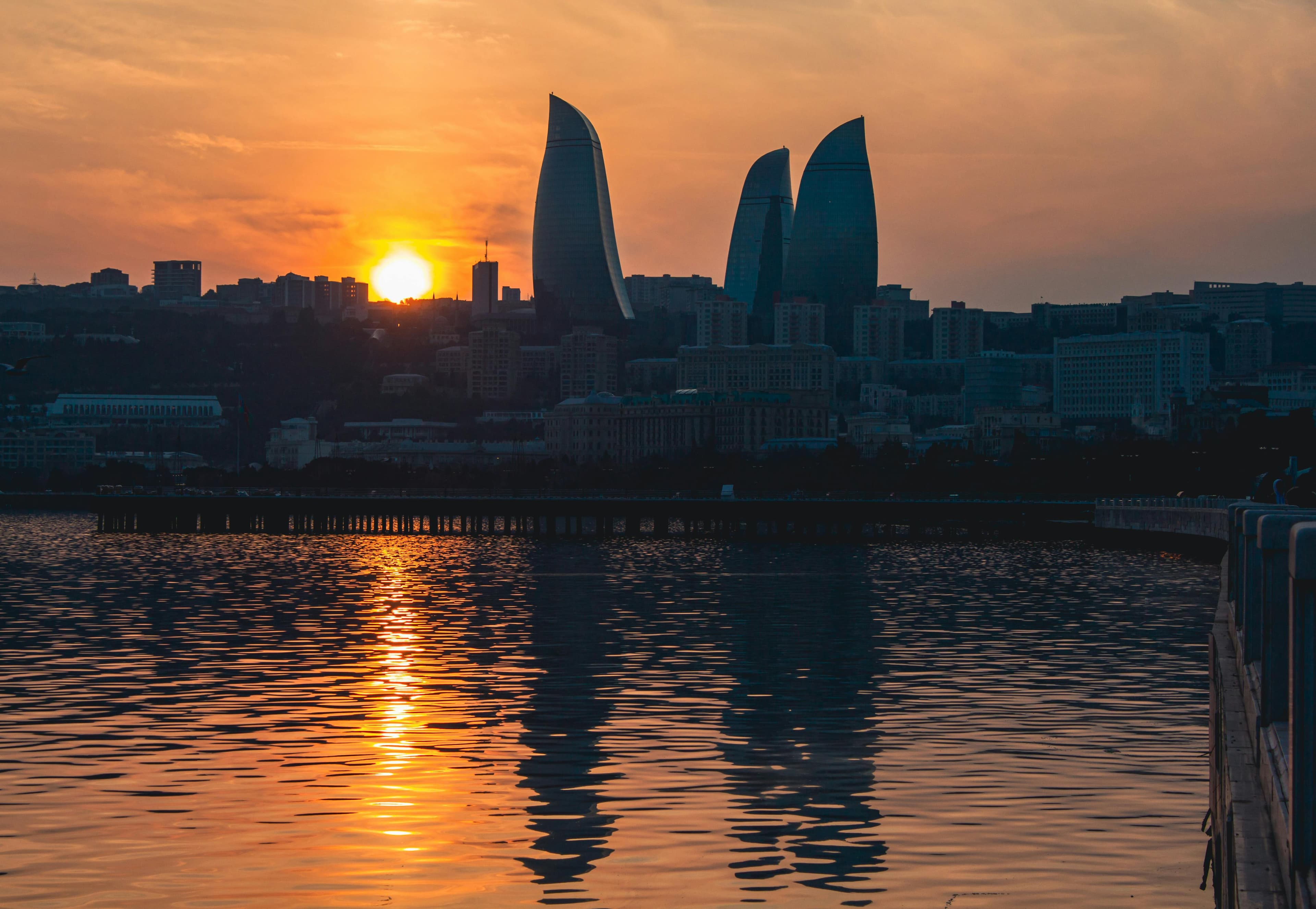 Baku Boulevard at Sunset