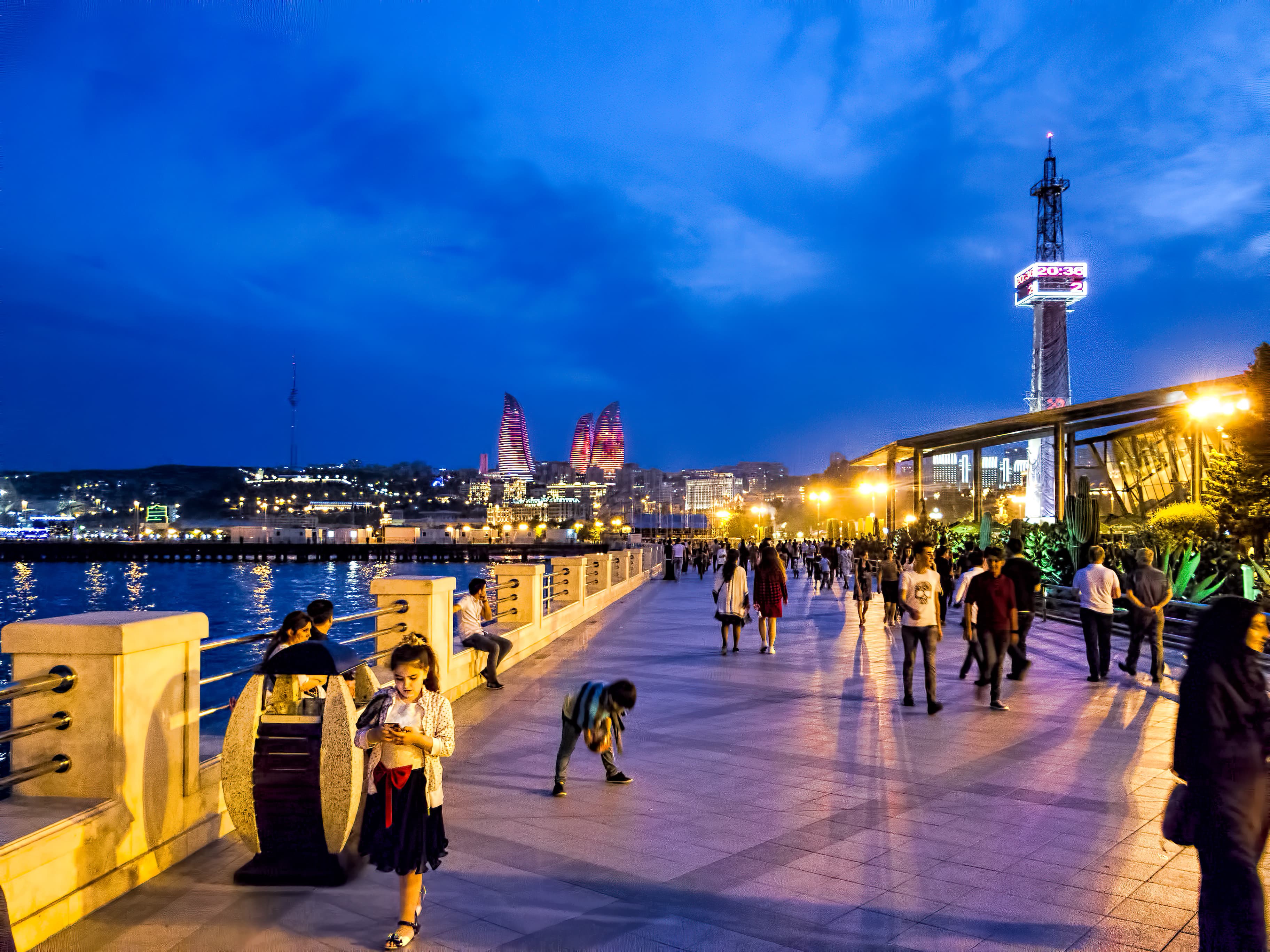 Baku Boulevard at night