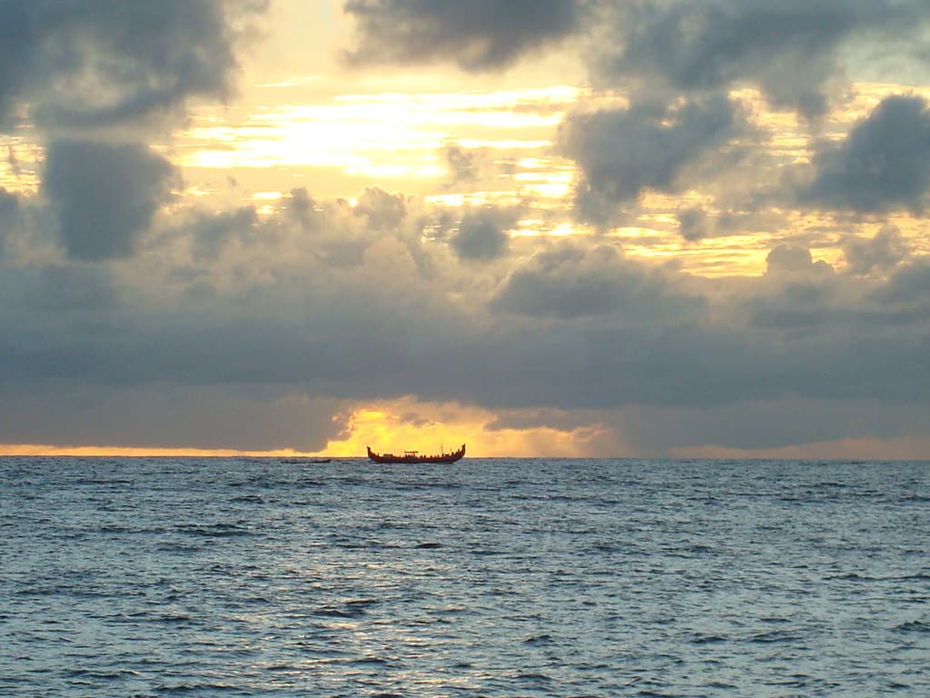 Fishing boat view of Marari Beach