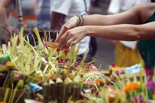 Traditional offerings at Tirta Empul