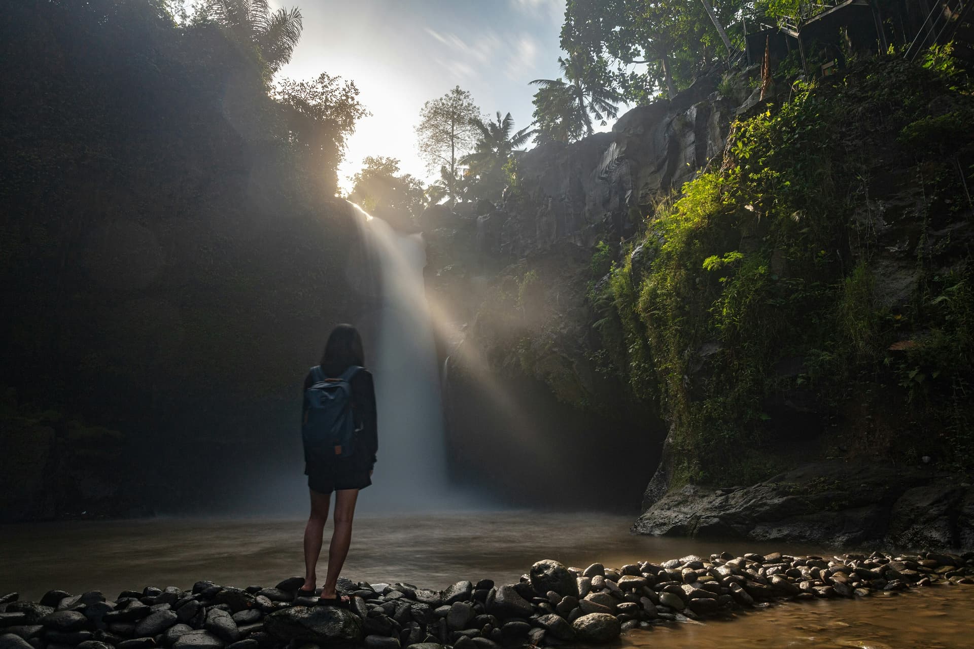 Visitors at Tegenungan Waterfall