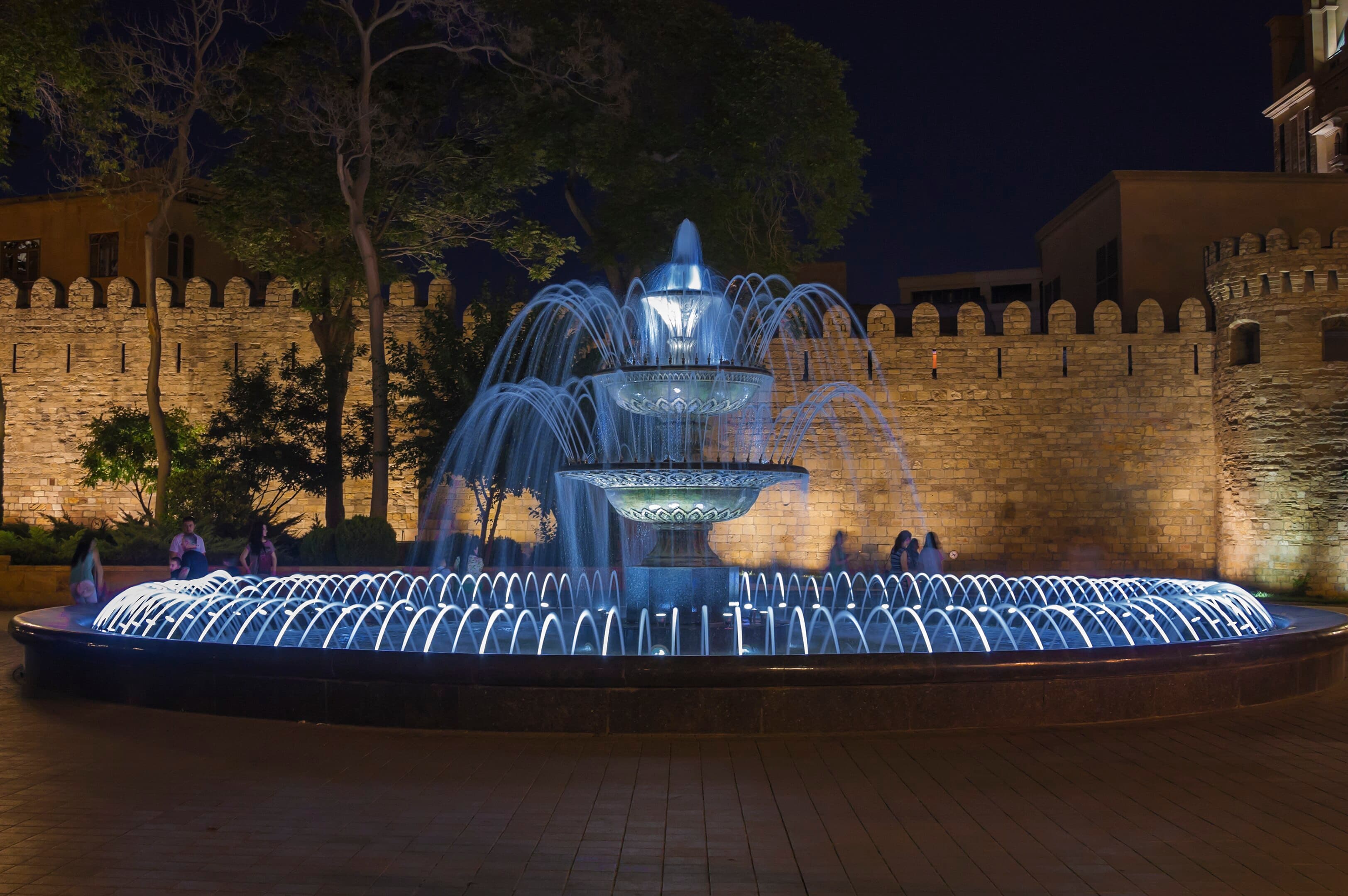 Fountains Square at night