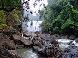 Lower forest terrain view of Magajahalli Waterfalls