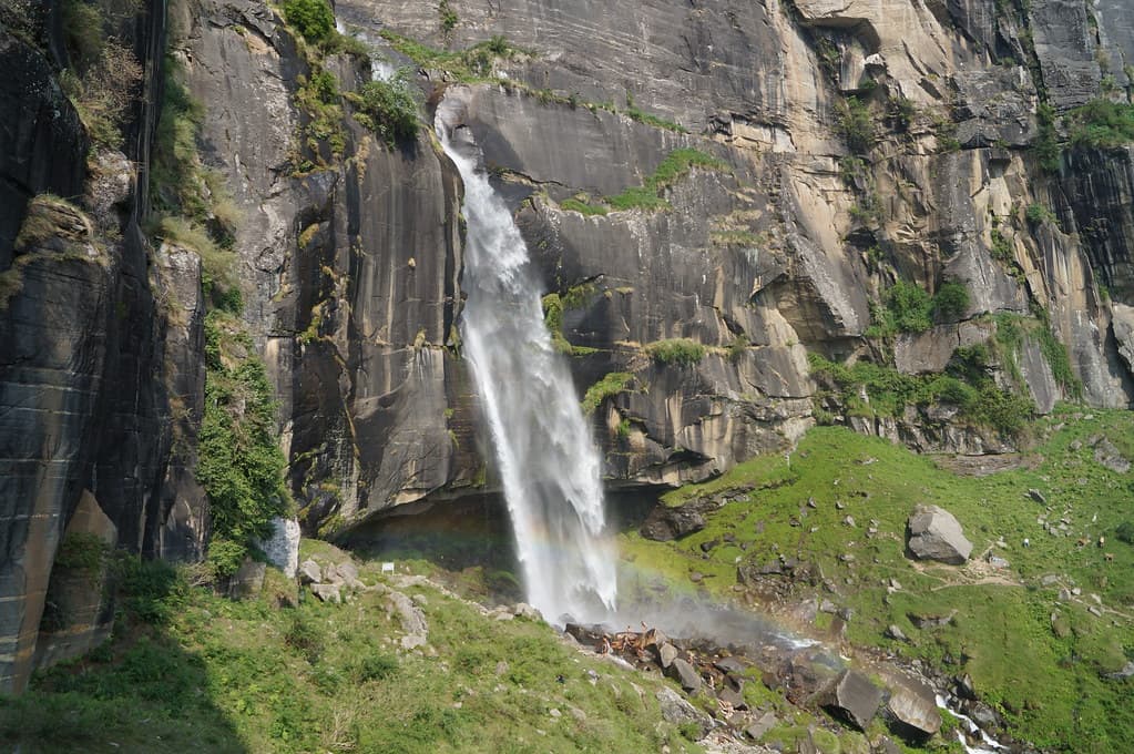 Close-up of Jogini Waterfall's flowing waters