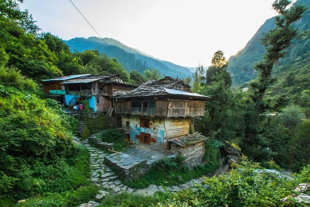 Traditional wooden houses in Old Manali village