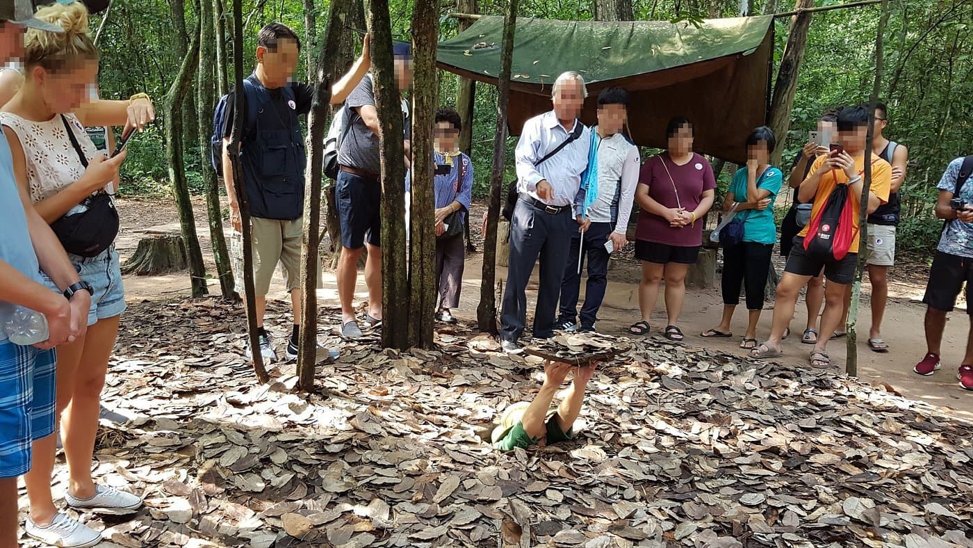 People visiting the Cu Chi Tunnels