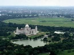 Panoramic shot of Victoria Memorial and its lush surroundings