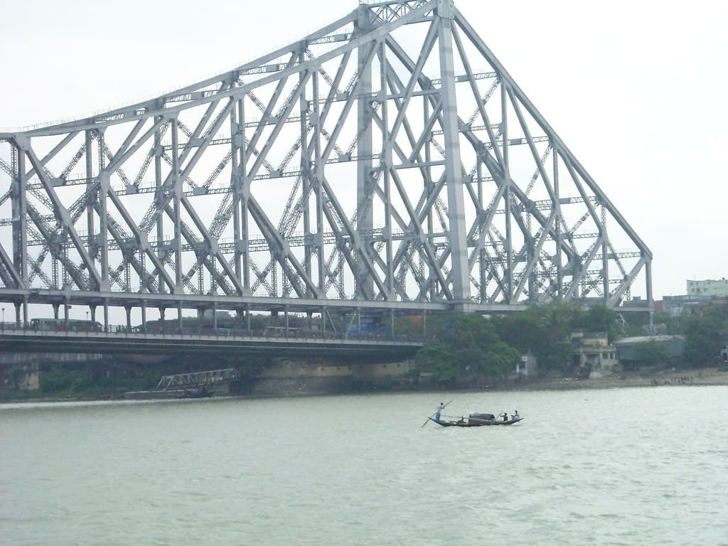 Iconic Howrah Bridge spanning the Hooghly River in Kolkata