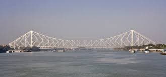 Aerial view of Howrah Bridge connecting Kolkata and Howrah