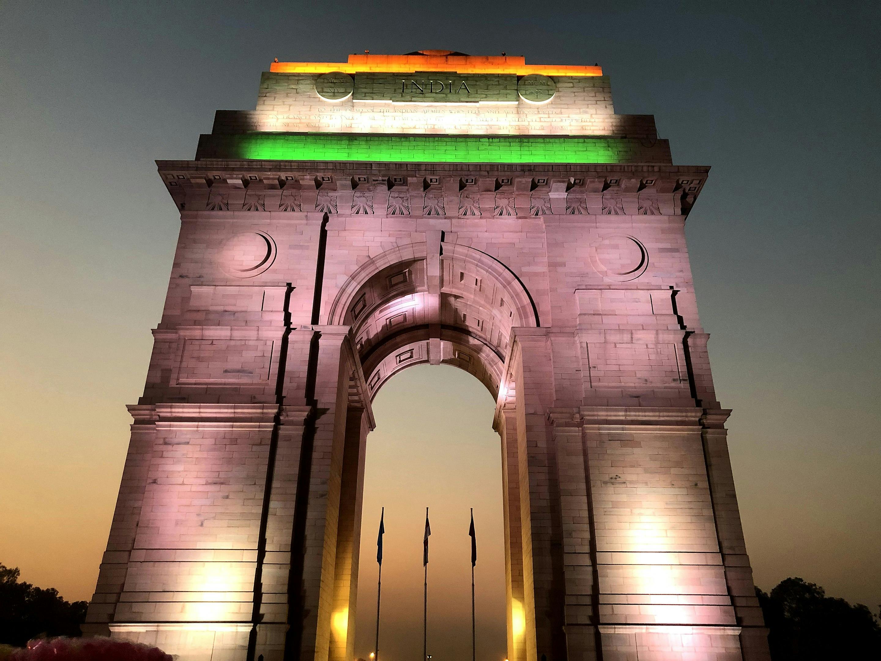 India Gate with the Indian Flag 