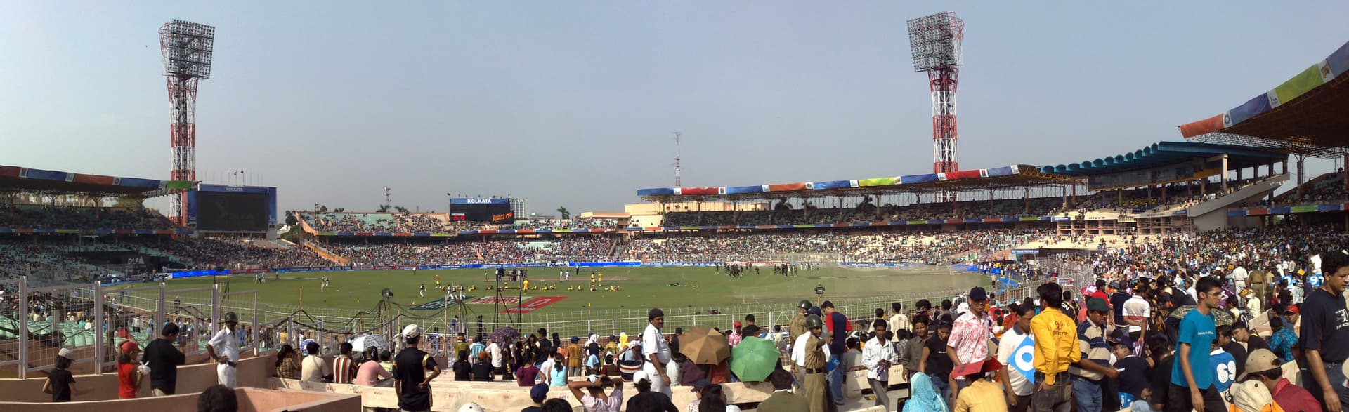 Cricket match in progress at Eden Gardens