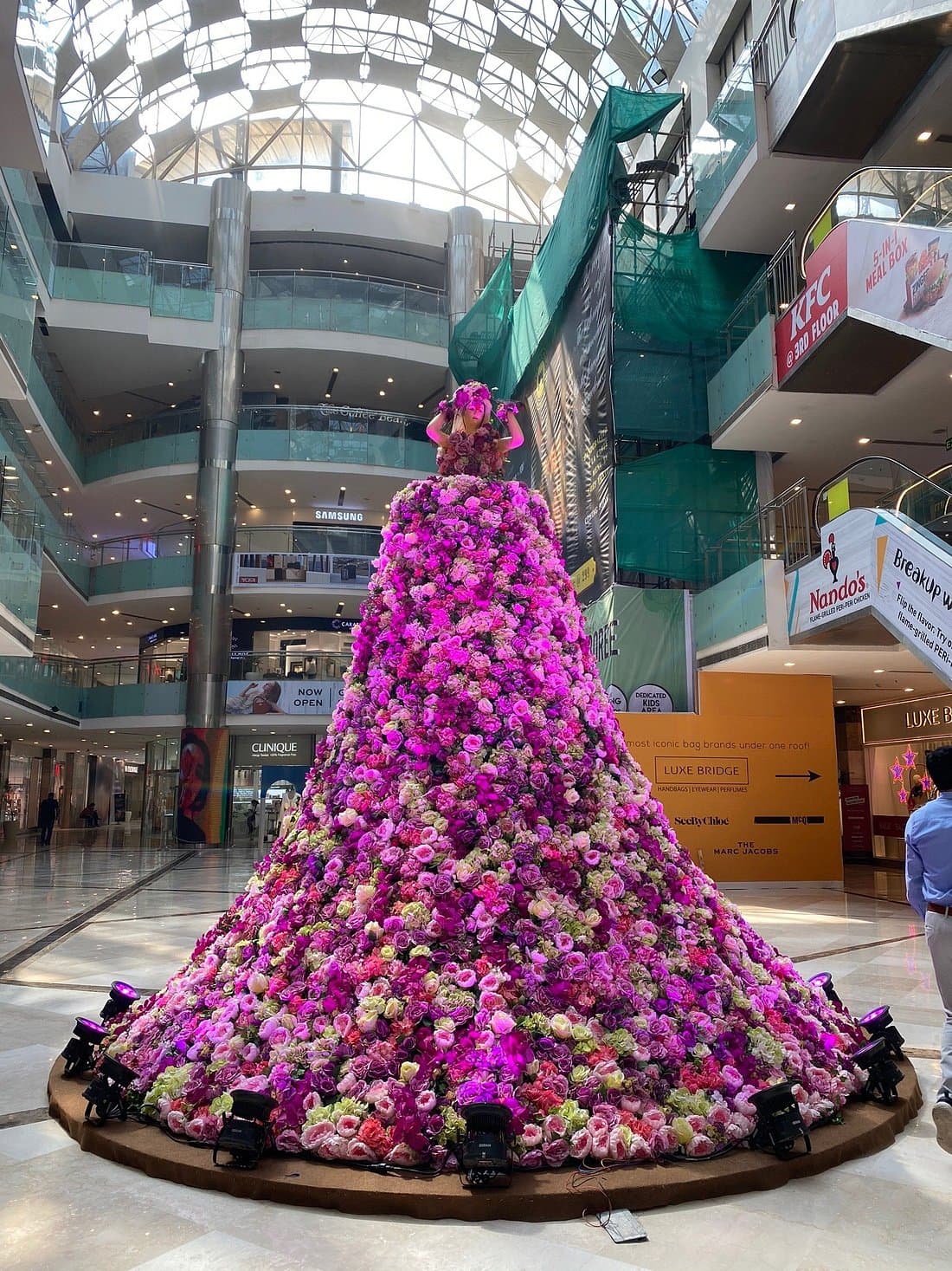 Flower tower at Ambience Mall