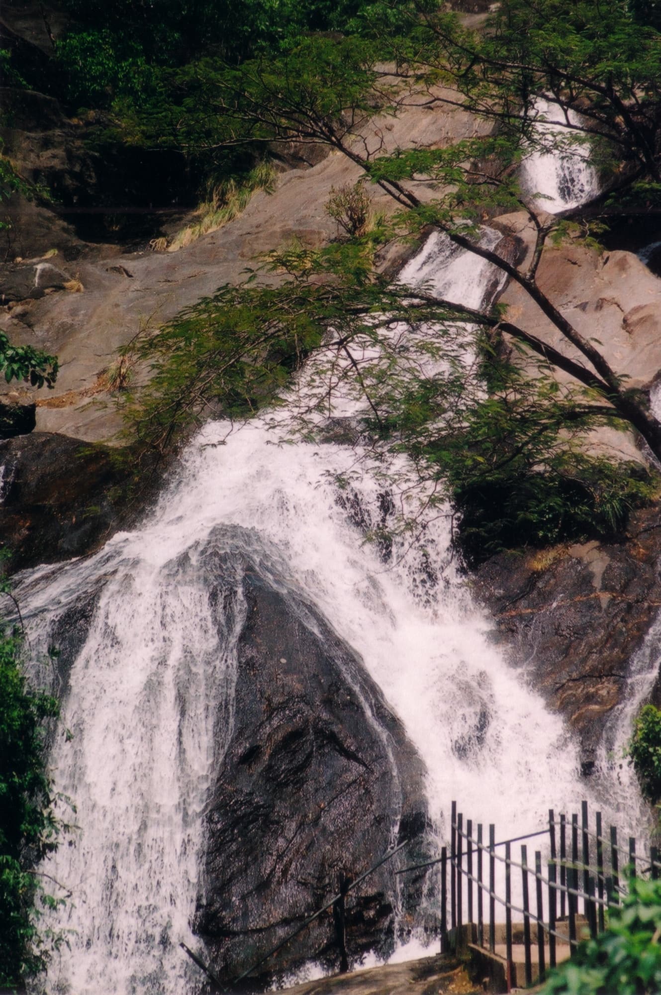 Water flow in a rocky terrain in Siruvani Waterfalls