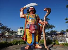 The Mahishasura statue on top of the hills