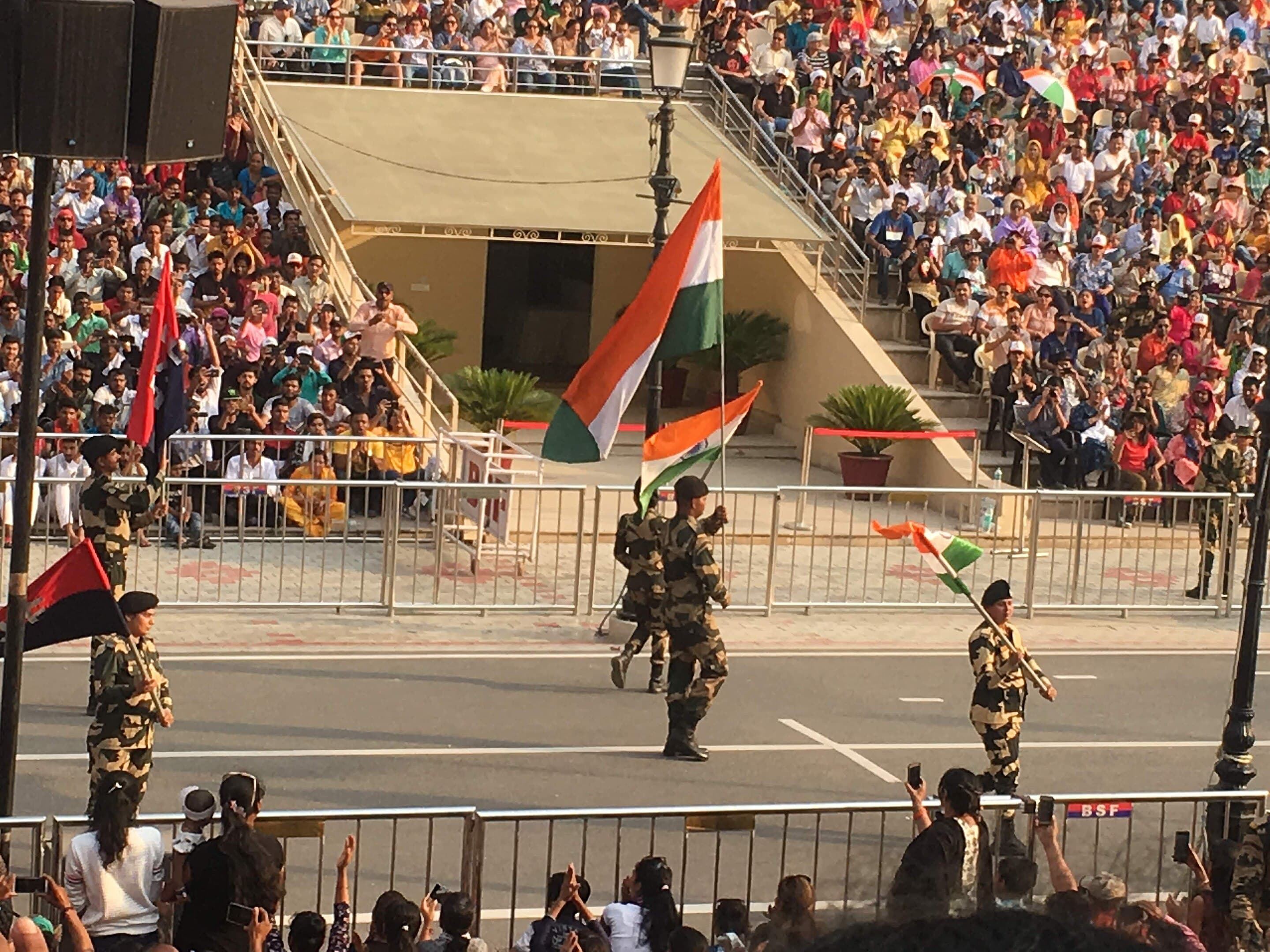 Soldiers marching at Attari Wagah