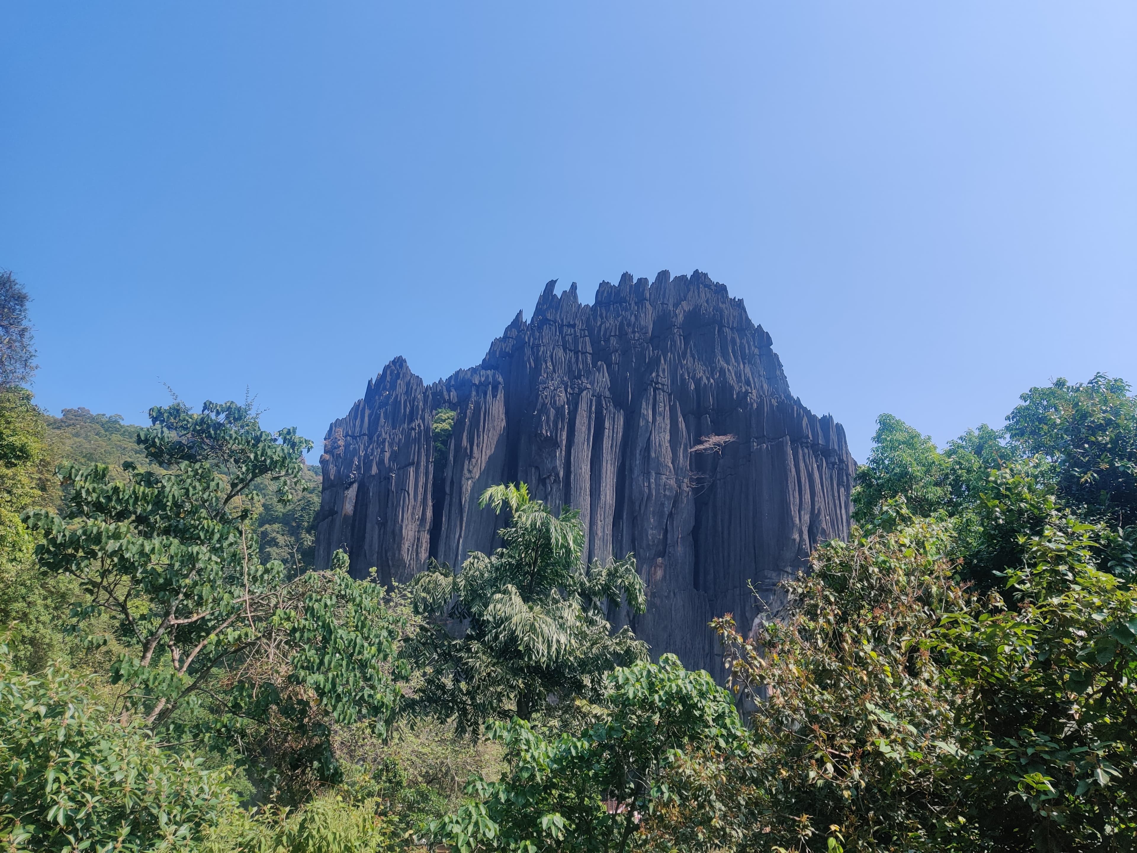 Distance view of Yana Caves