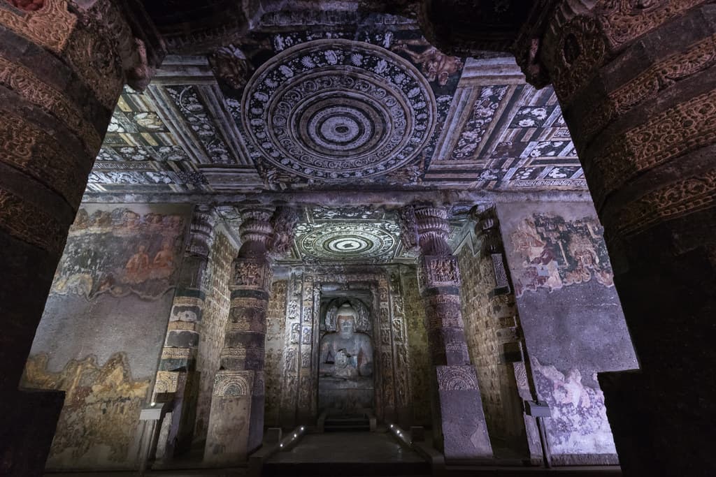 Ceiling interior in Ajanta Caves