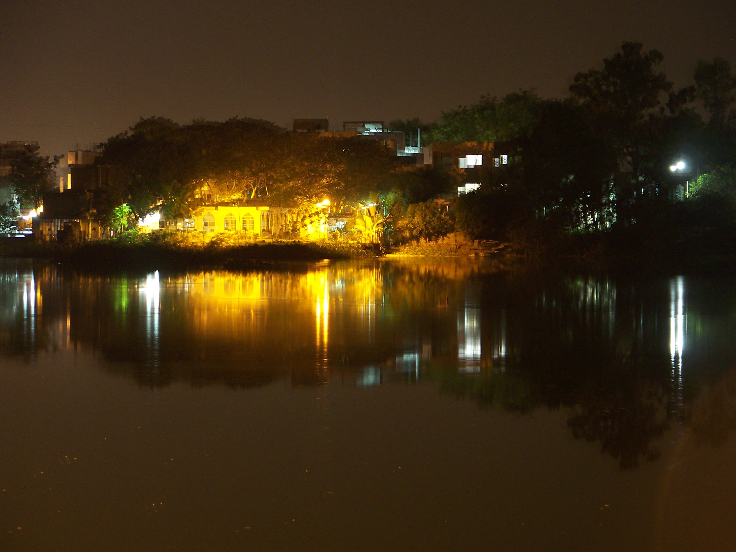 Night view of Salim Ali Lake