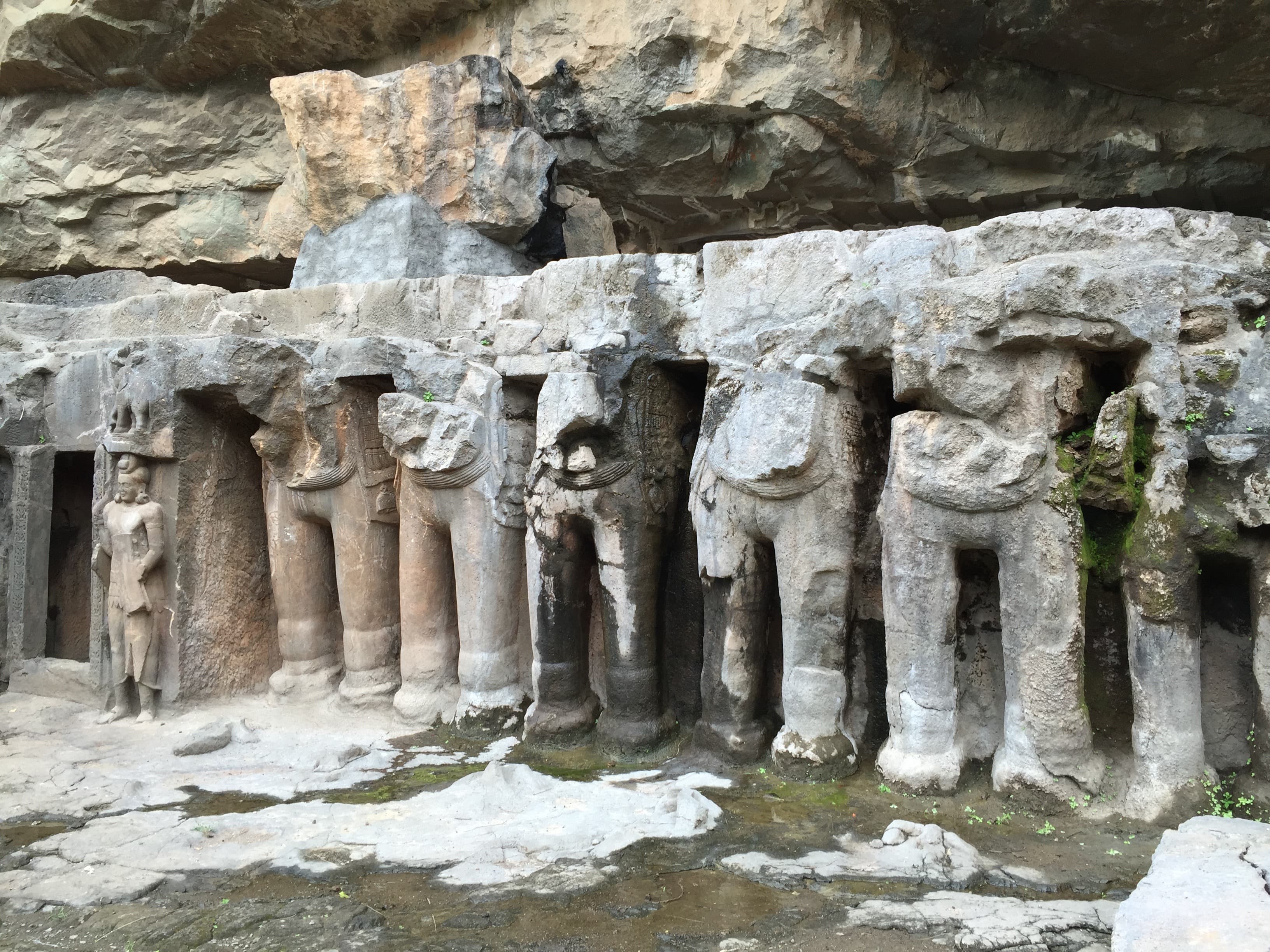 Closer view of pillars in Pitalkhora Caves