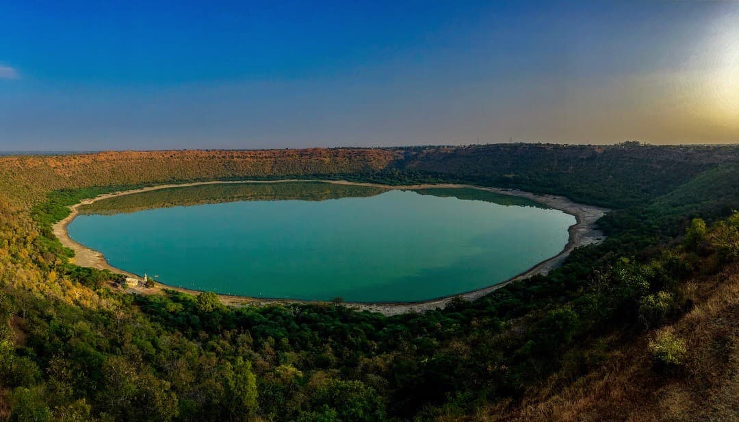 Aerial View of Lonar Crater Lake