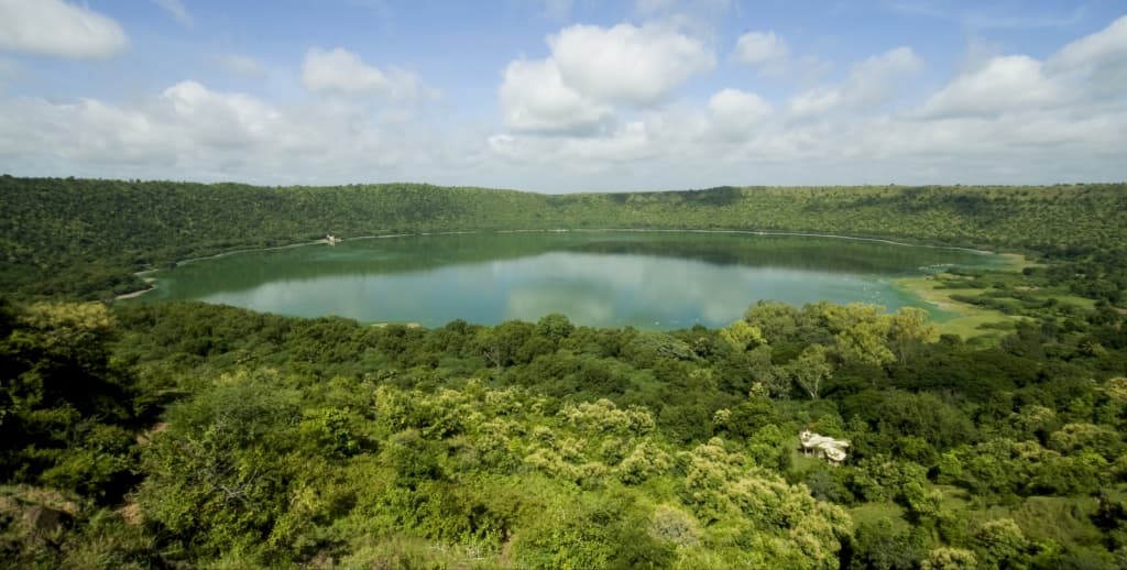 Greenary around Lonar Crater Lake