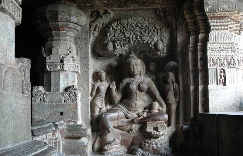 Stone carvings in Ellora Caves