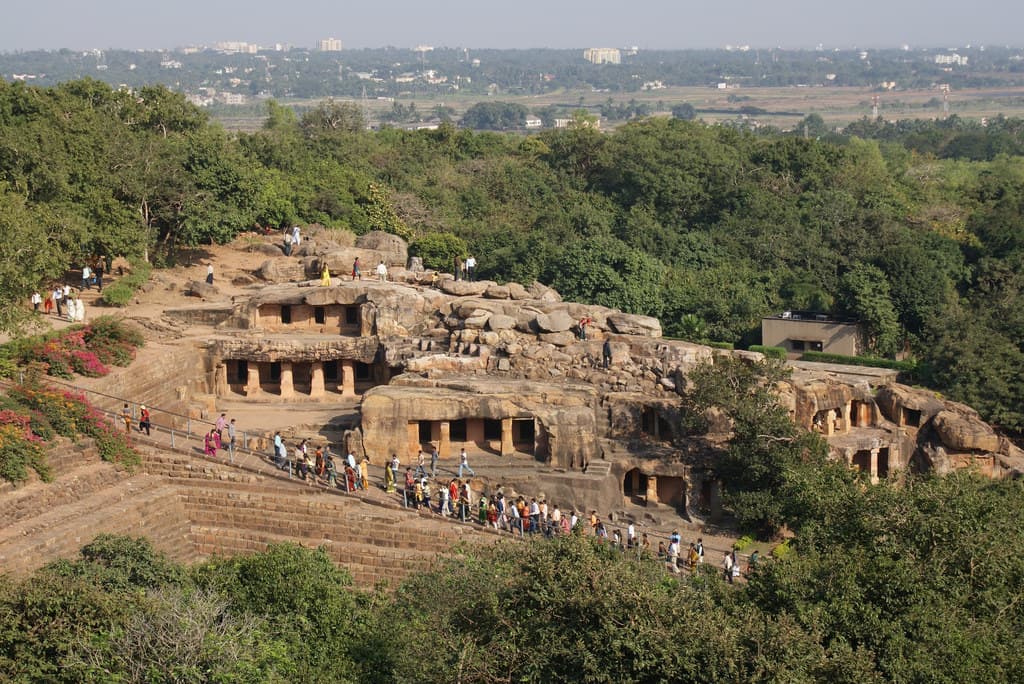 Aerial view of Udayagiri Caves