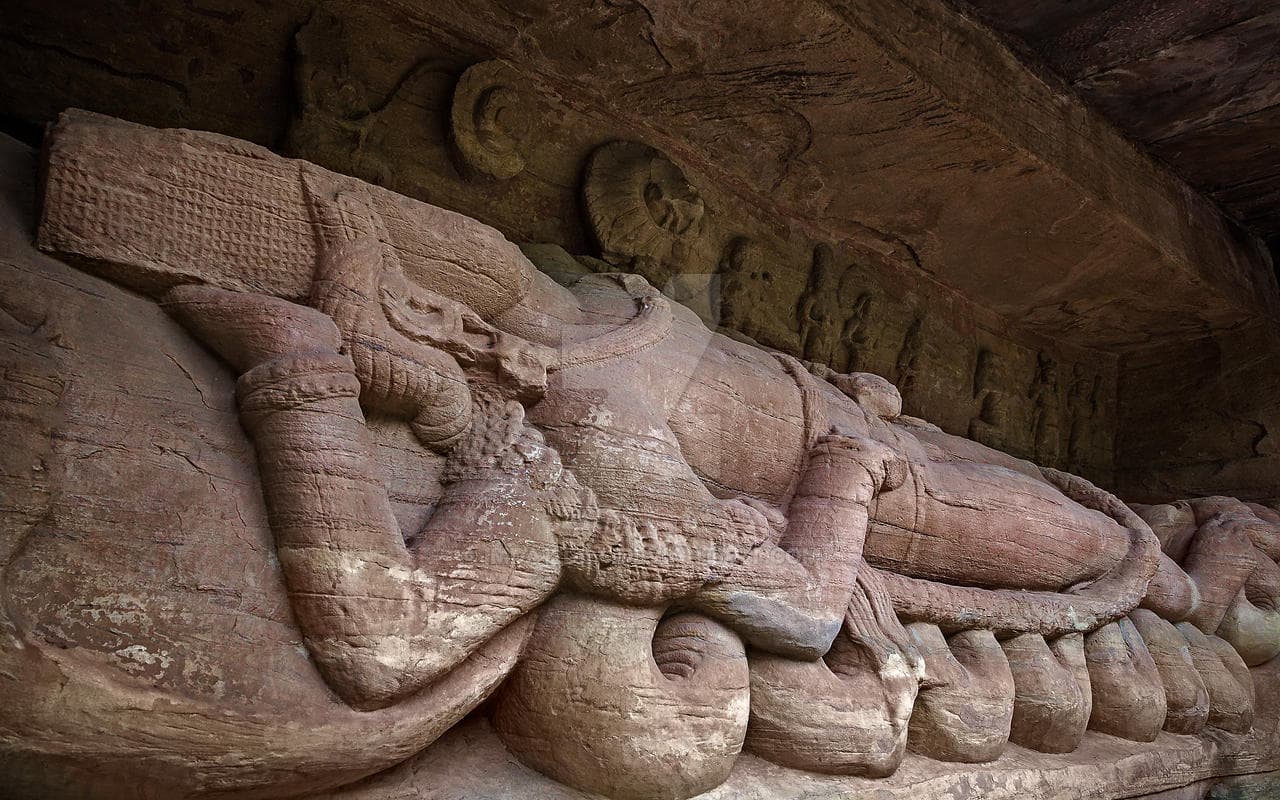 Vishnu carvings in Udayagiri Caves