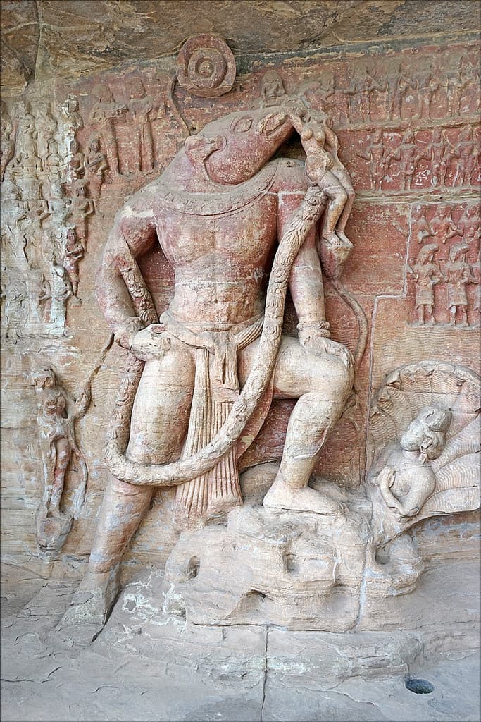 Vishnu as varana in Udayagiri Caves