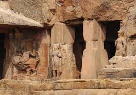 Pillars in Udayagiri Caves