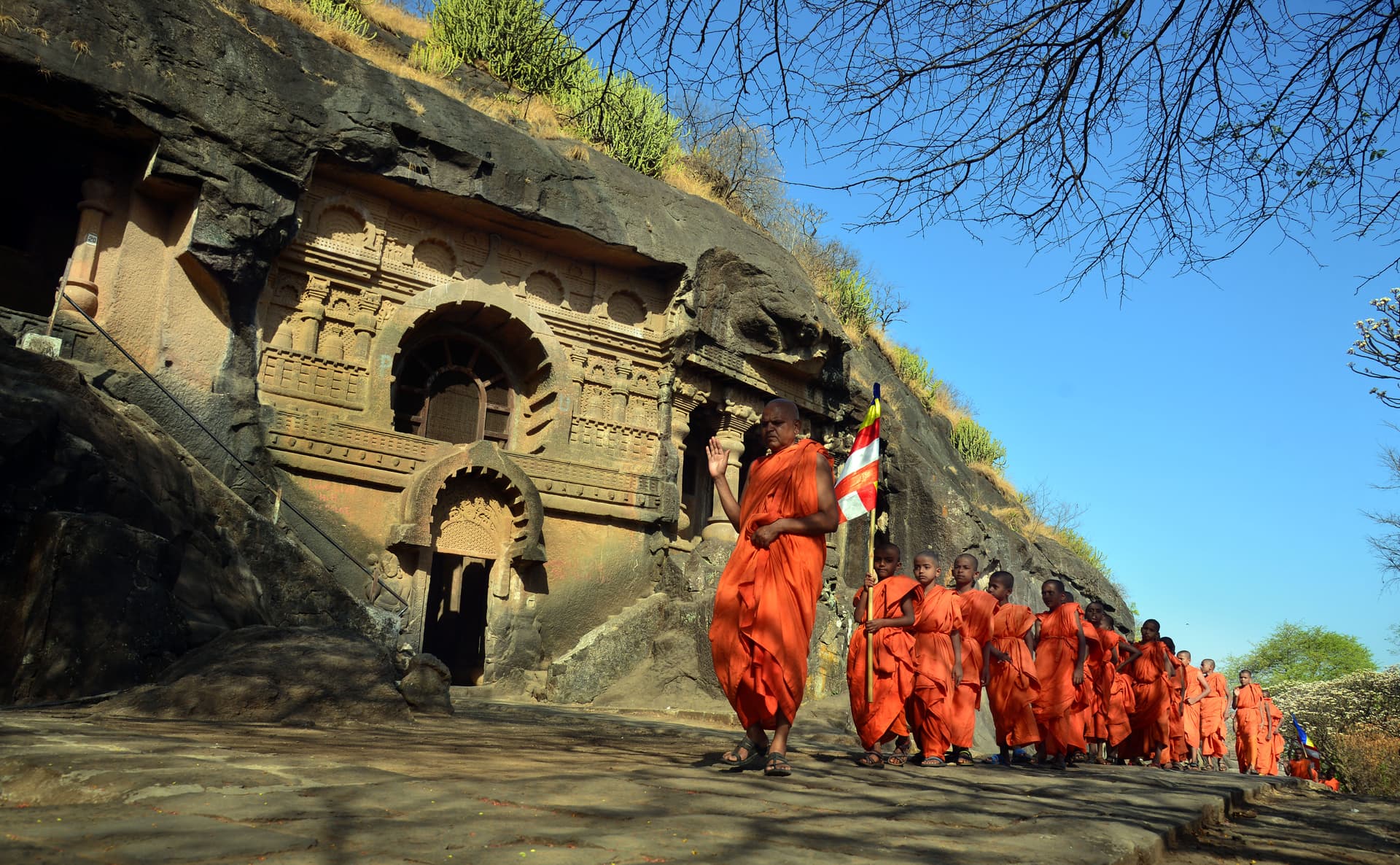 Buddhist Monks at Pandav Leni