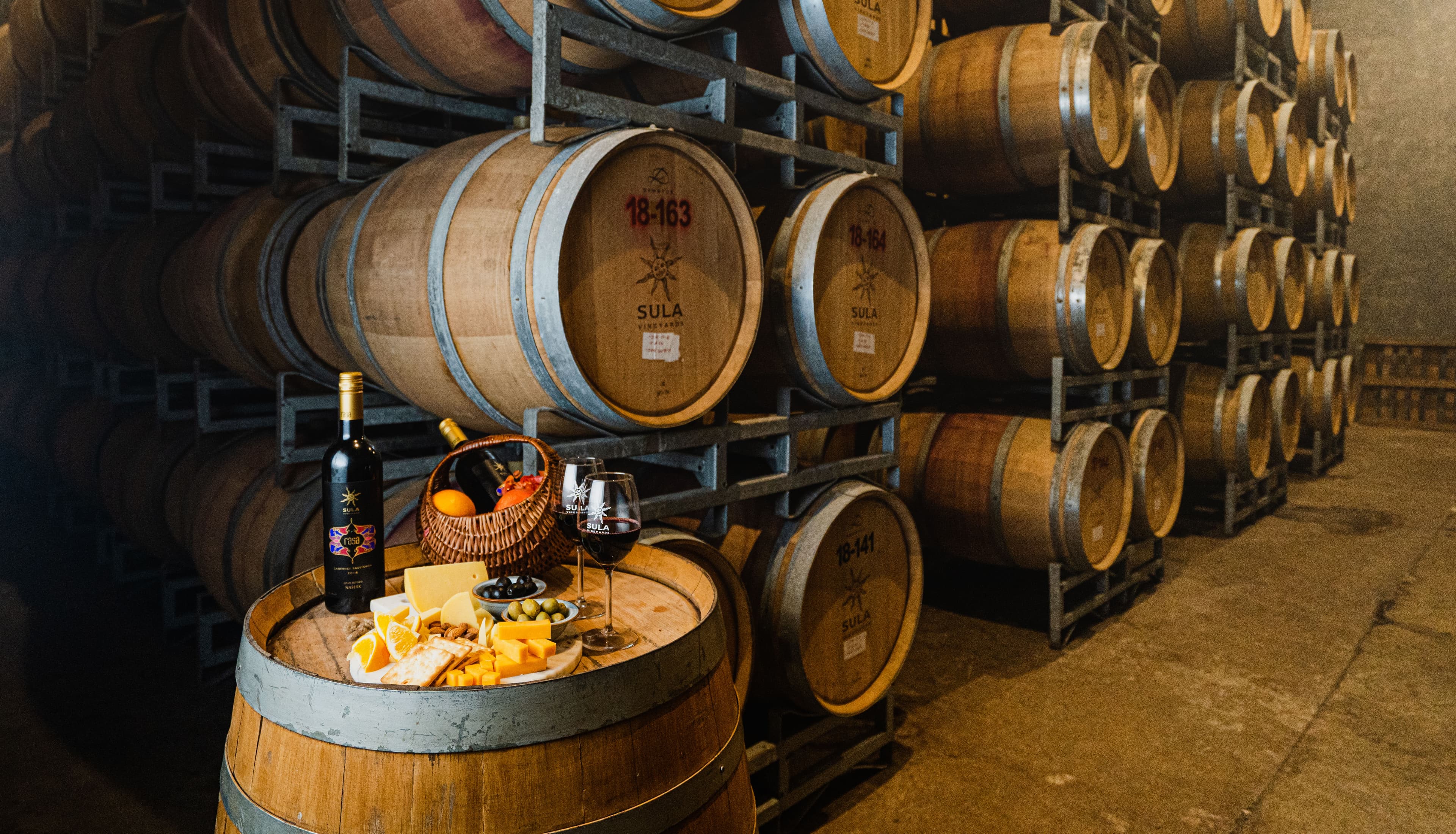 Barrels at Sula Vineyards