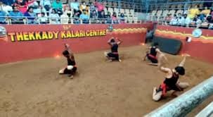 Kalari training ground with martial arts weapons