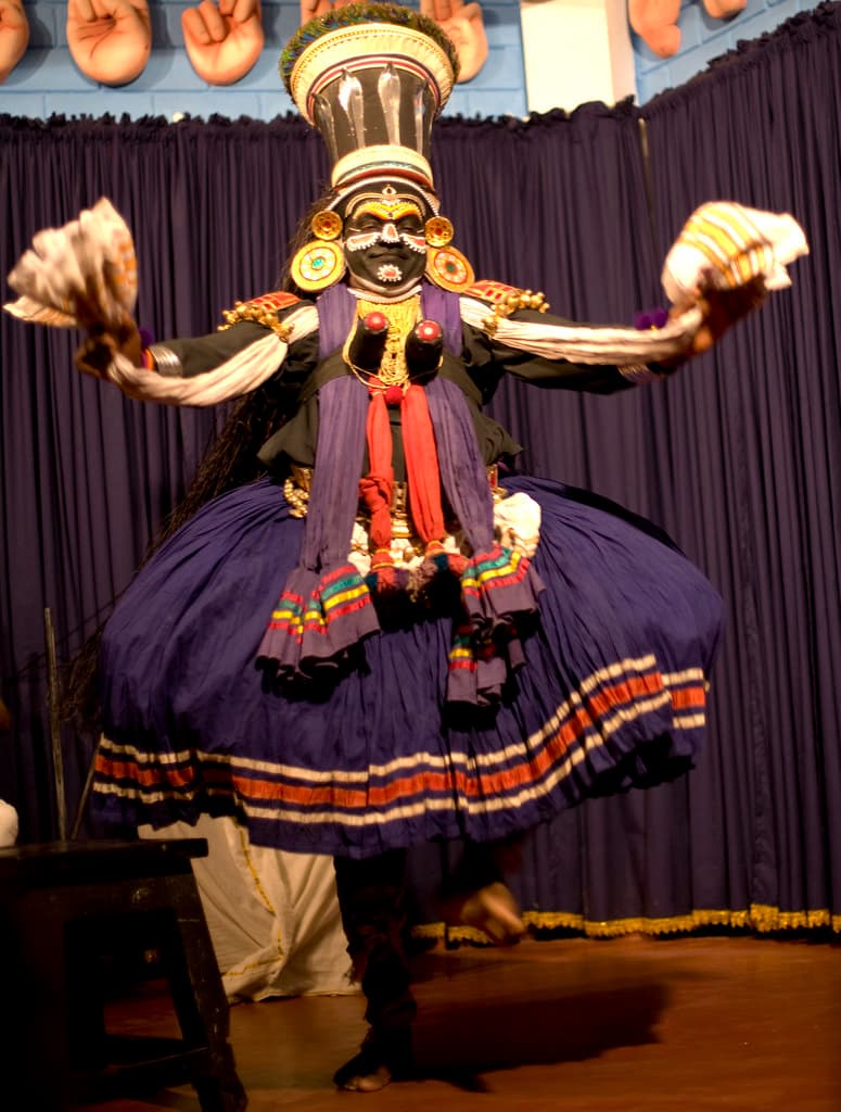 Kalari practitioner performing acrobatic move