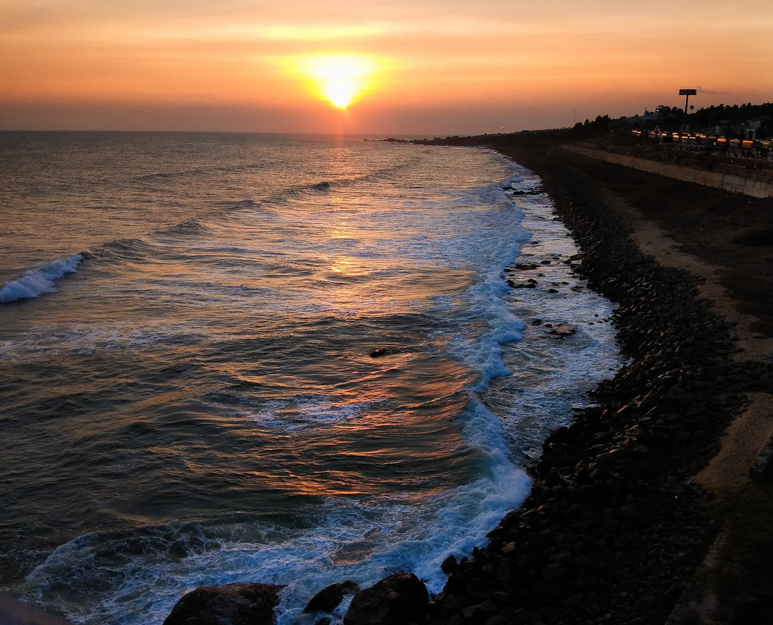 Sunset view in Kanyakumari Beach