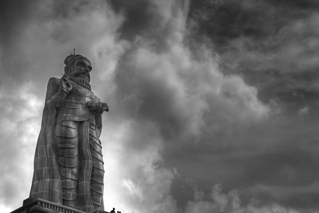 Cloudy day view of Thiruvalluvar Statue