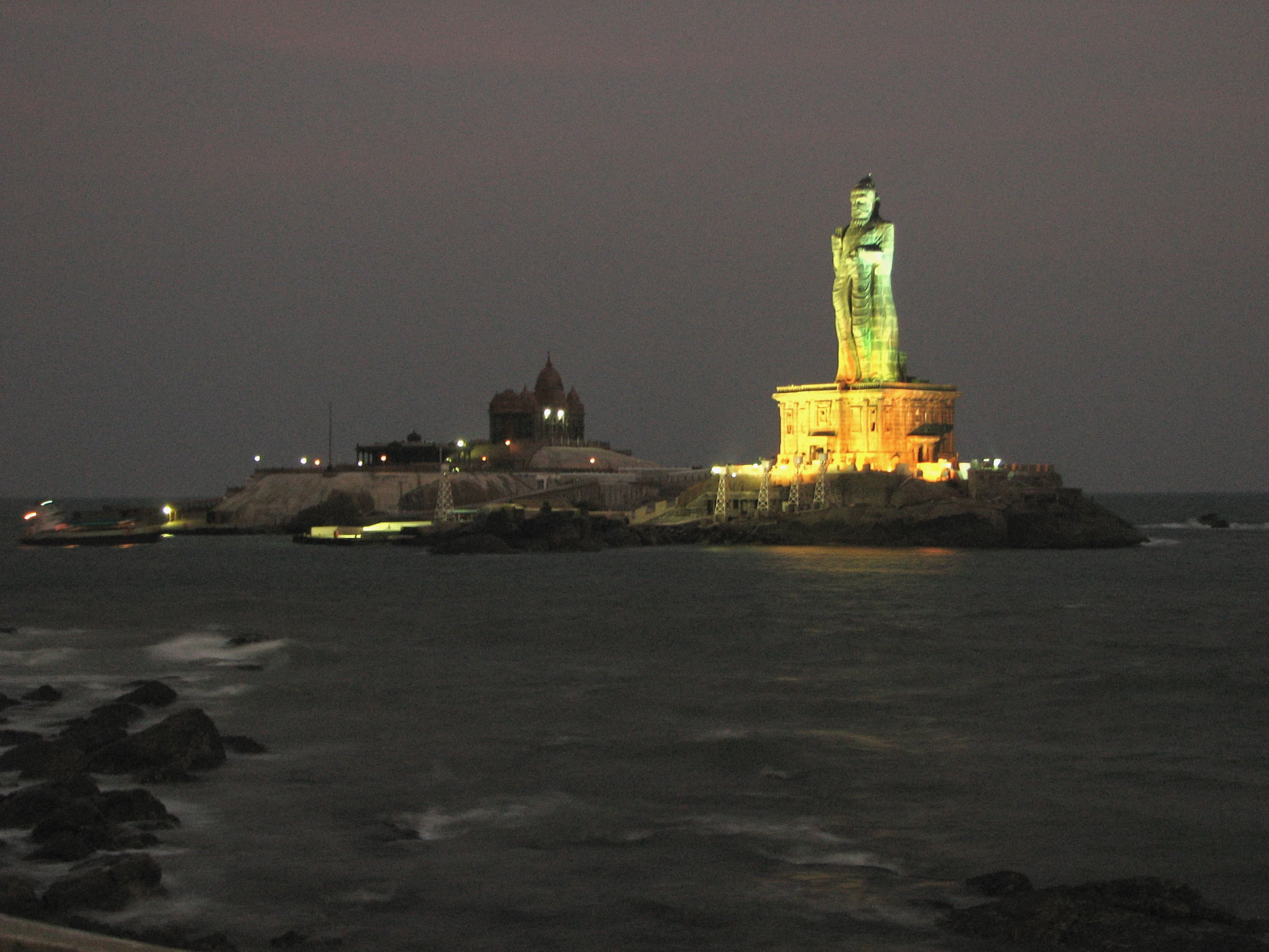 Night view of Thiruvalluvar Statue