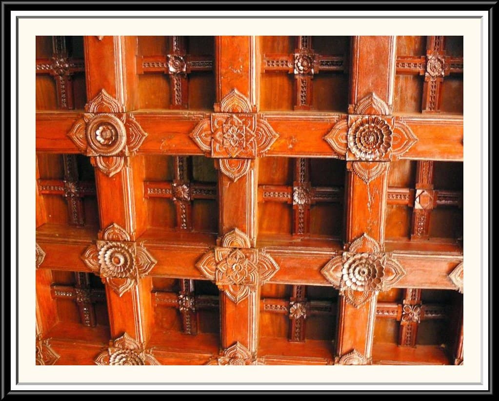 Ancient wood carved doors in Padmanabhapuram Palace